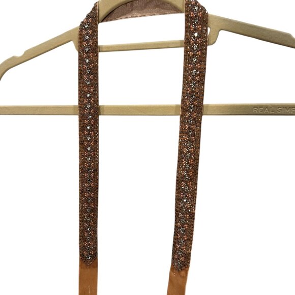 J. crew pink velvet beaded bow tie belt S - Picture 4 of 6